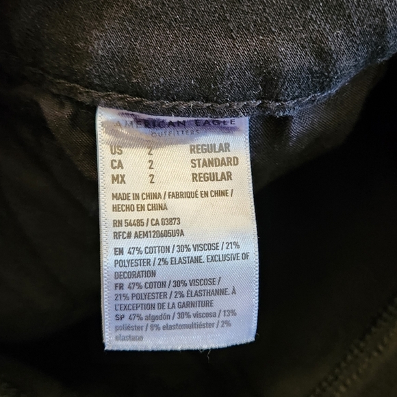 American Eagle AEO Black Hi-Rise Jeggings Ripped High Waisted Stretchy Skinny - Picture 11 of 12